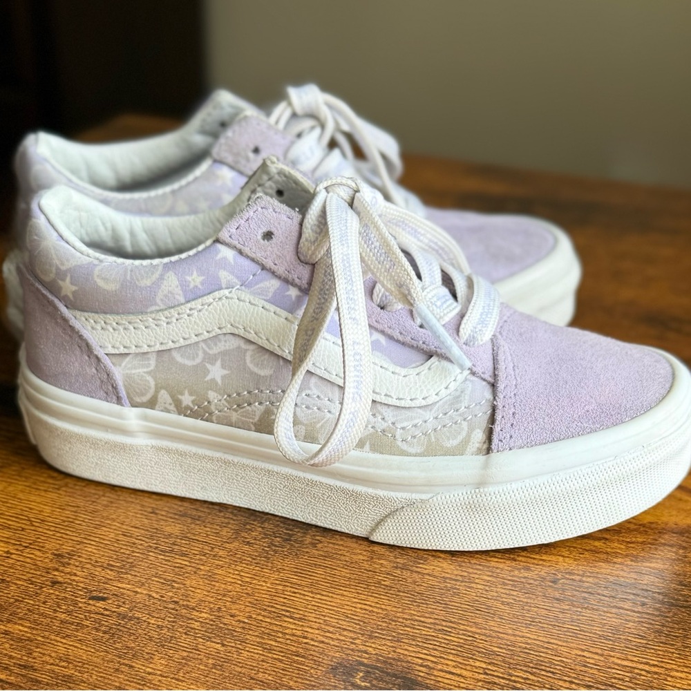 Vans Lavender Ombré Butterfly Print Sneakers- Girls Size 10.5/White Casual
